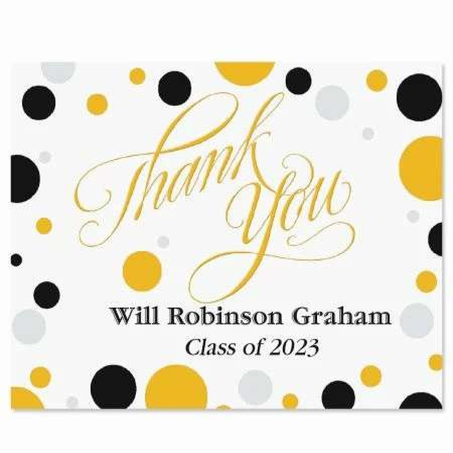 Holidays & Events * | Dots Graduation Personalized Thank You Note Cards