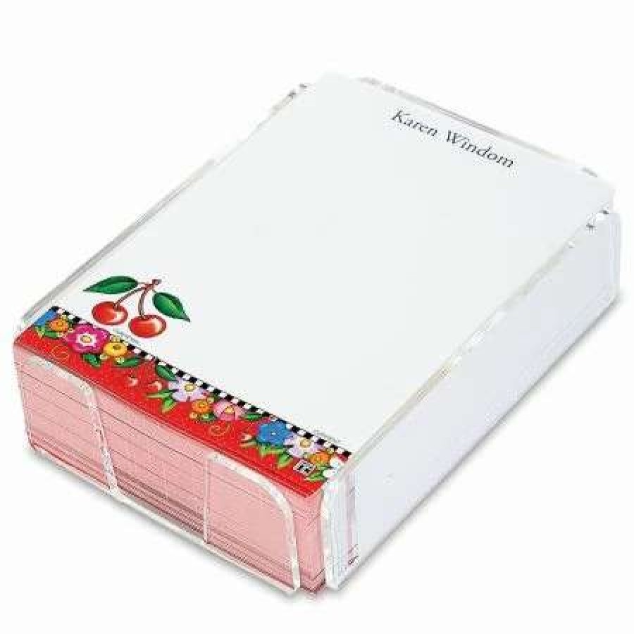 Greeting Cards & Stationery * | Mary Engelbreit'S Cheery Cherry Personalized Notes In A Tray