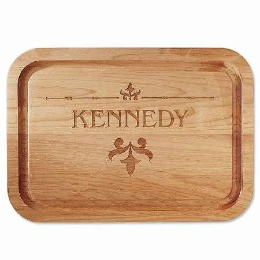 For Home * | Fleur De Lis Red Alder Engraved Wood Cutting Board