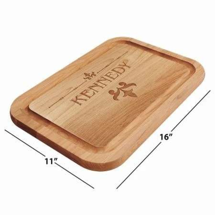 For Home * | Fleur De Lis Red Alder Engraved Wood Cutting Board