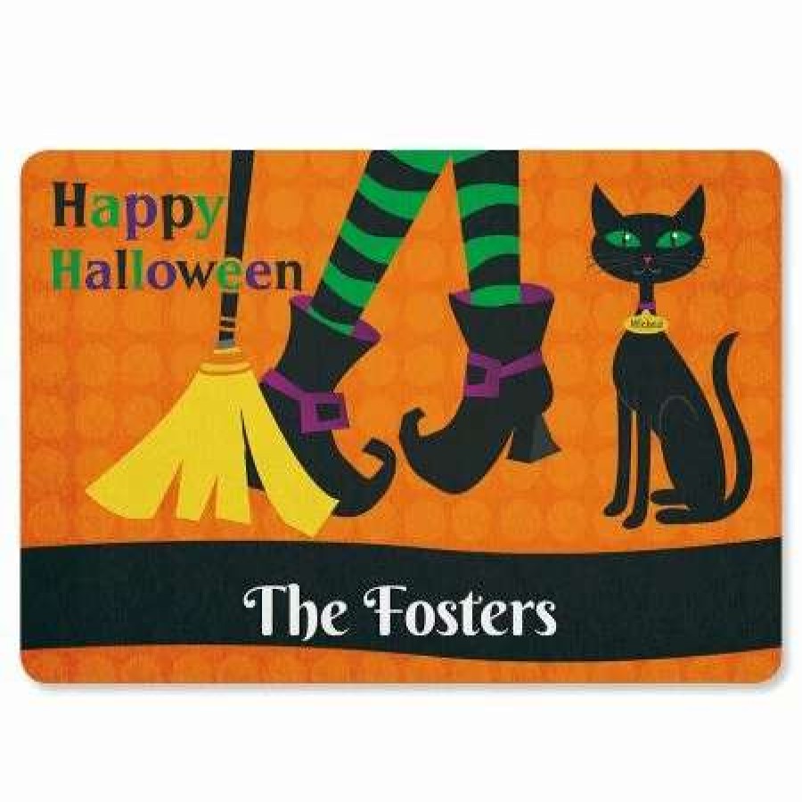 Holidays & Events * | Witch Legs Personalized Halloween Doormat