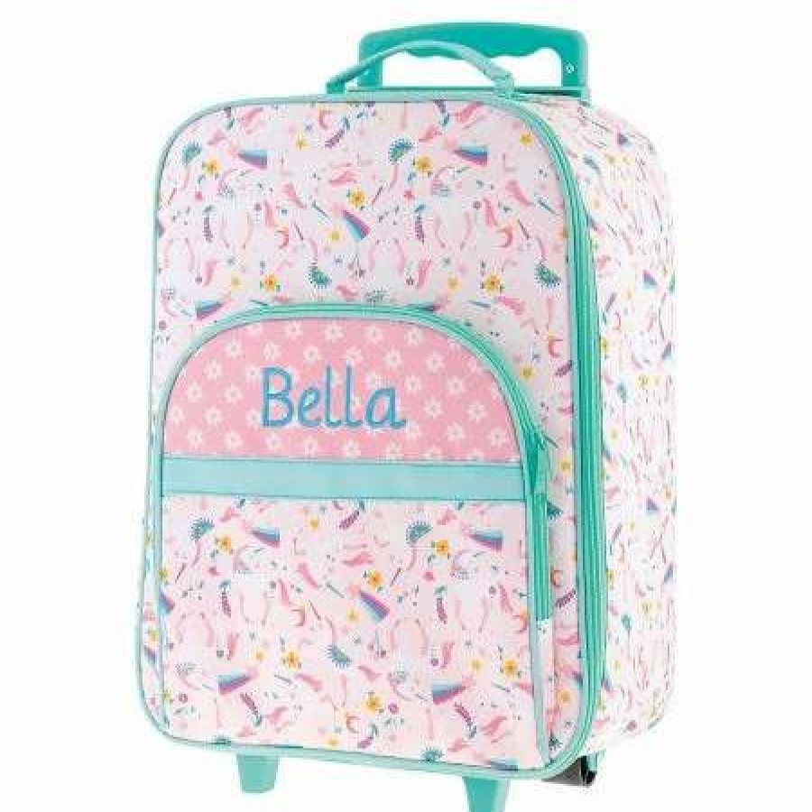 For Kids * | All-Over Unicorn 18 Personalized Rolling Luggage By Stephen Joseph