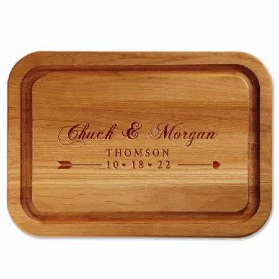 For Home * | Heart Bow Arrow Engraved Wood Cutting Board