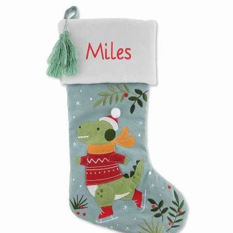 Holidays & Events * | Personalized Embroidered Dino Stocking By Stephen Joseph