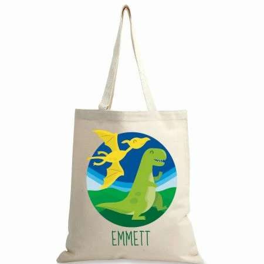 For Home * | Dinosaur Personalized Canvas Tote