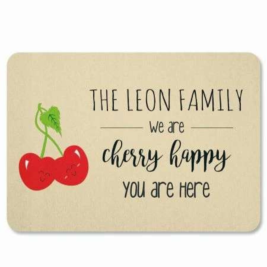 For Home * | Cherry Happy Personalized Doormat