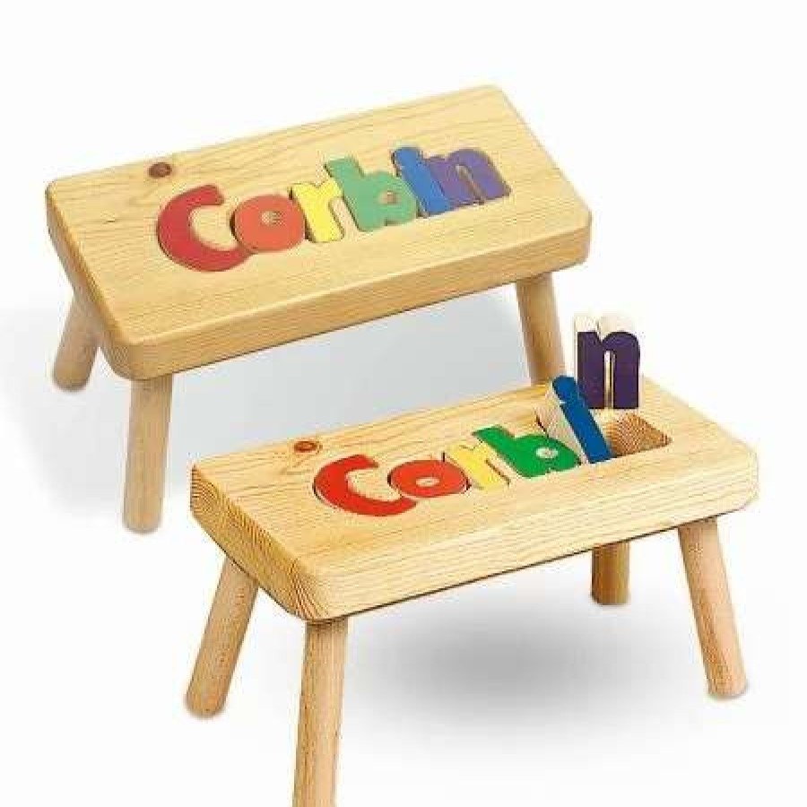 For Kids * | Primary Name Wooden Puzzle Footstool