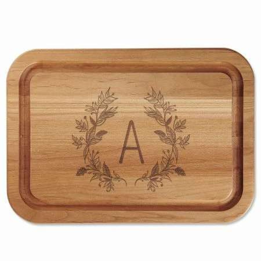 For Home * | Floral Laurel Engraved Wood Cutting Board