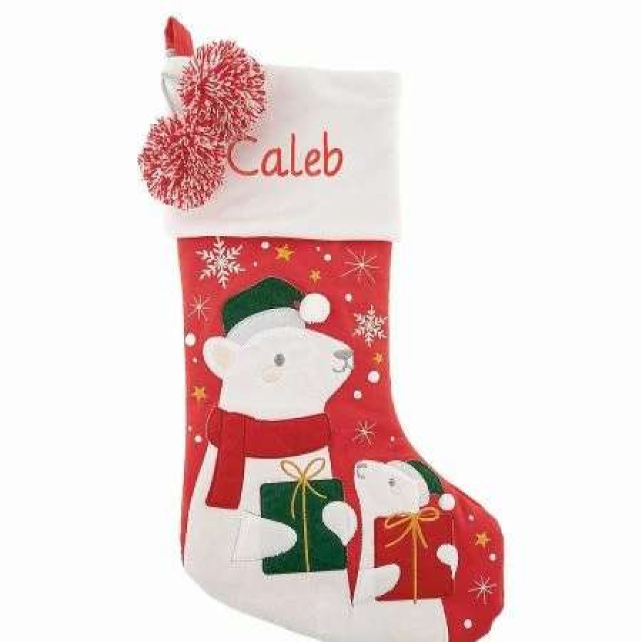 For Kids * | Polar Bear Embroidered Christmas Stocking By Stephen Joseph