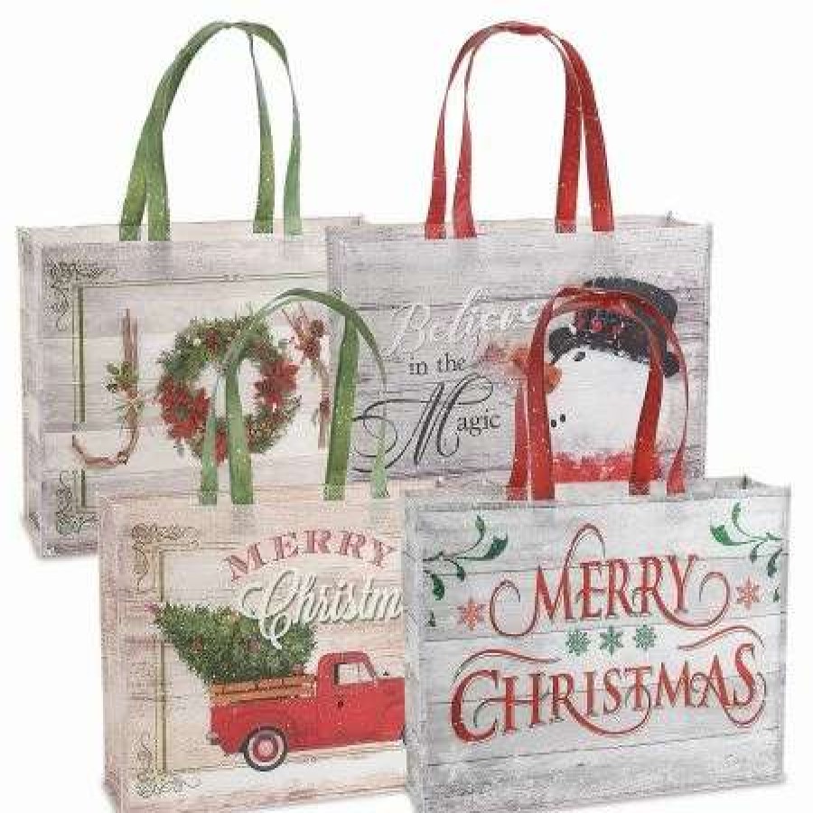 Wrapping Paper * | Rustic Christmas Large Shopping Tote Bags