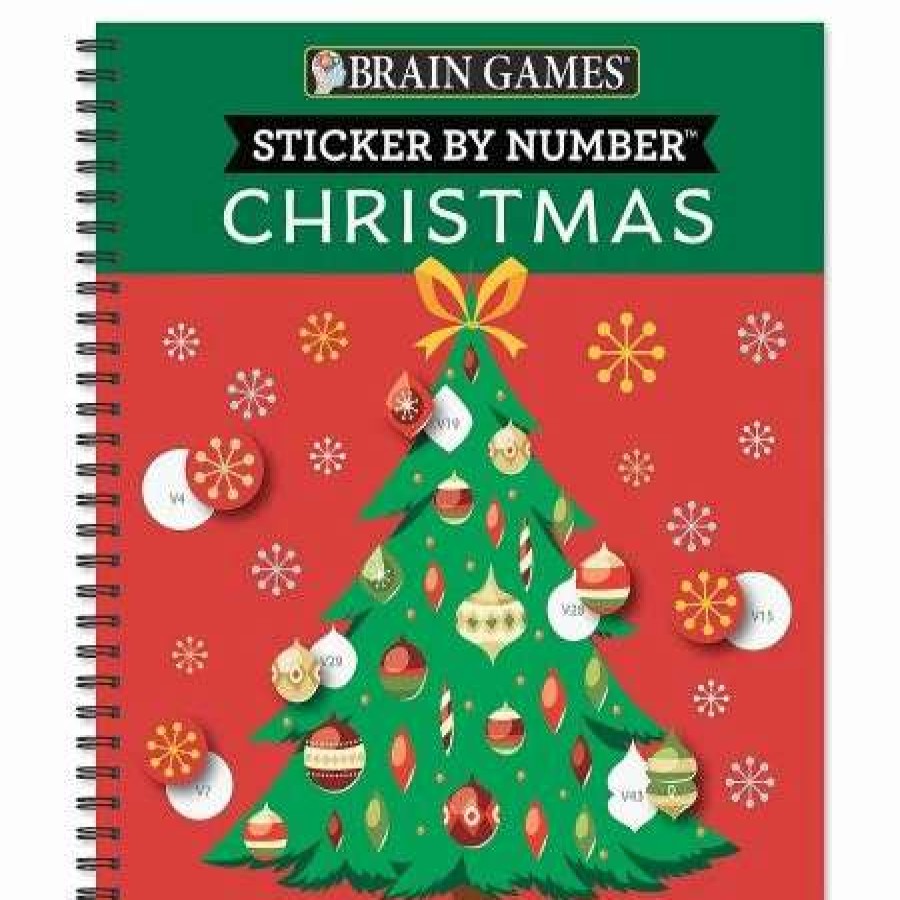 For Kids * | Sticker By Number Christmas Tree Book Brain Games