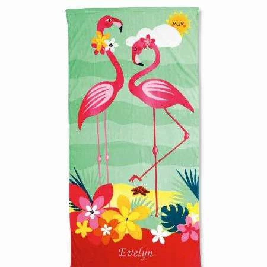 For Kids * | Flamingo Personalized Beach Towel