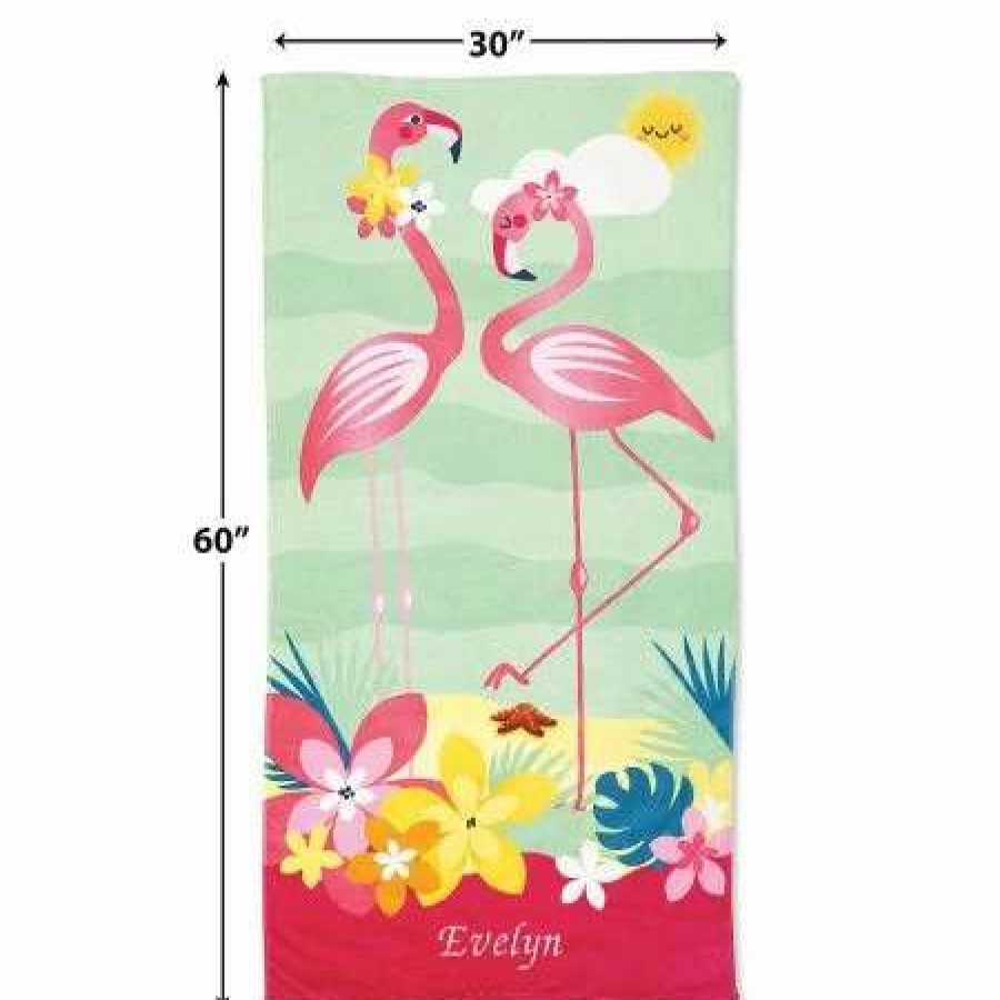 For Kids * | Flamingo Personalized Beach Towel