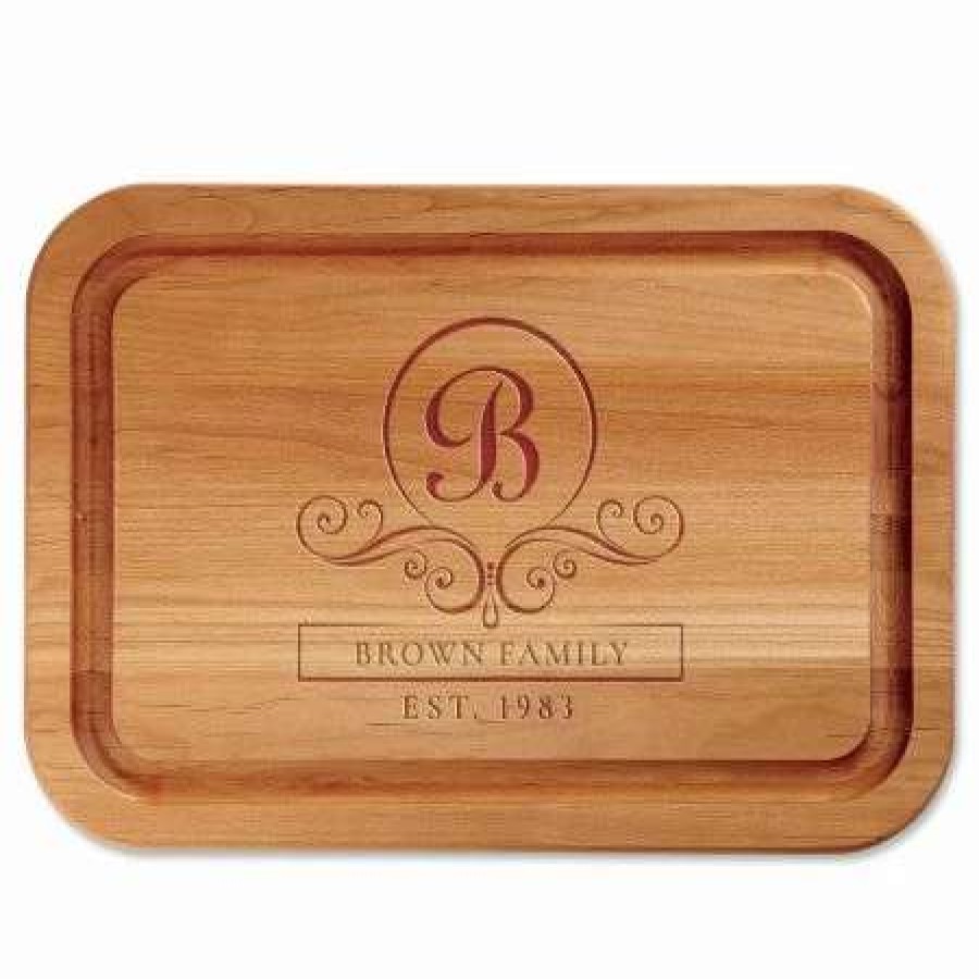 For Home * | Flourish Scroll Engraved Wood Cutting Board