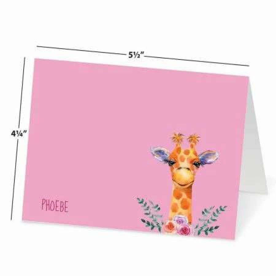 For Kids * | Mini Giraffe Personalized Note Cards