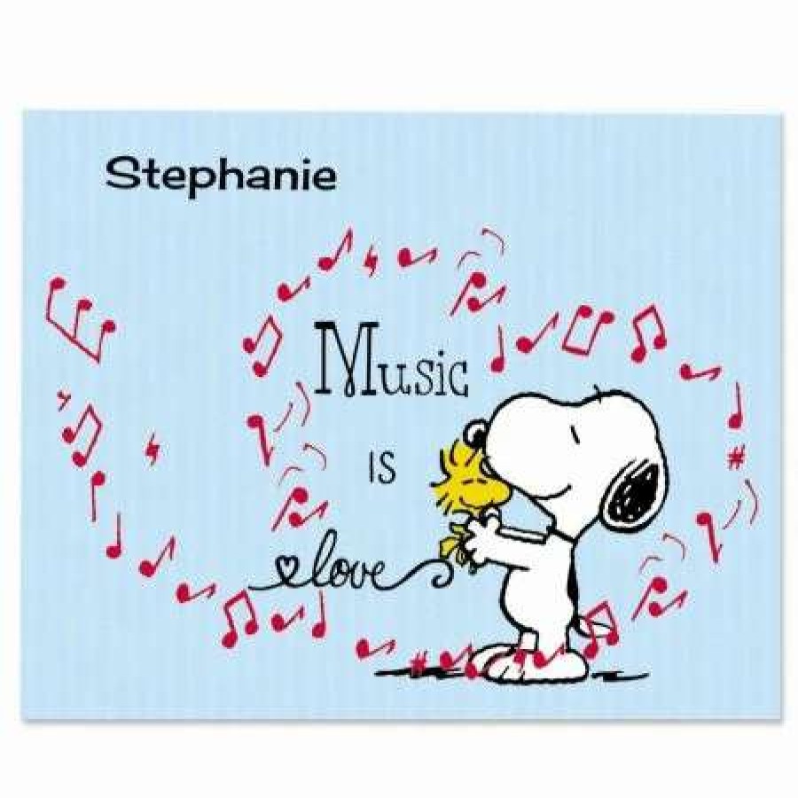 For Kids * | Music Snoopy Personalized Note Cards