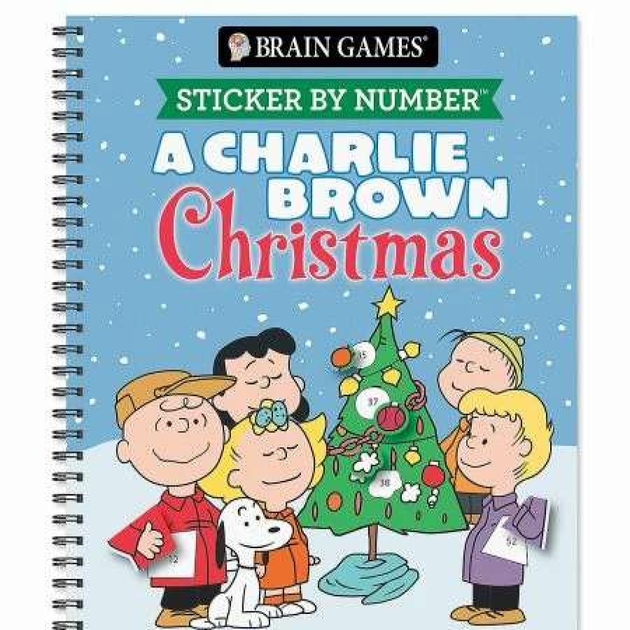 For Kids * | Charlie Brown Sticker By Number Christmas Book Brain Games