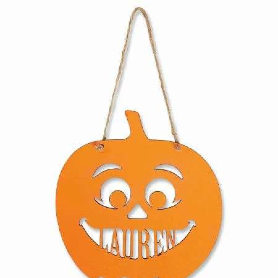 Holidays & Events * | Wood Hanging Halloween Jack-O-Lantern