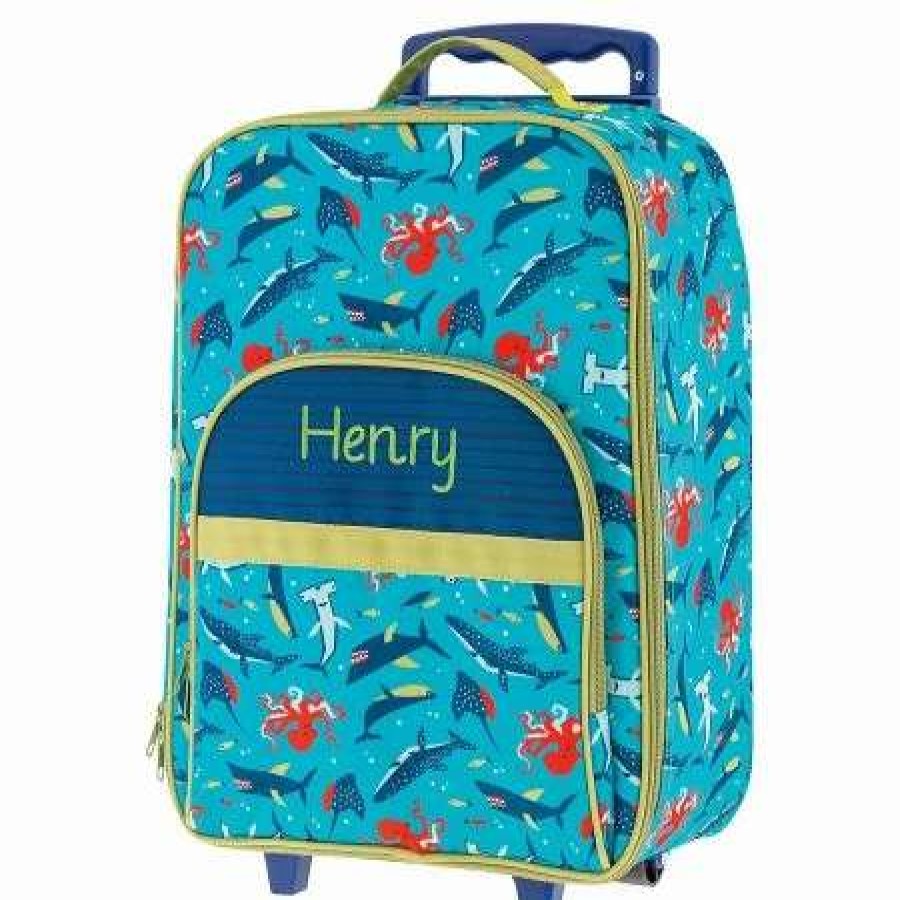 For Kids * | All-Over Shark 18 Personalized Rolling Luggage By Stephen Joseph