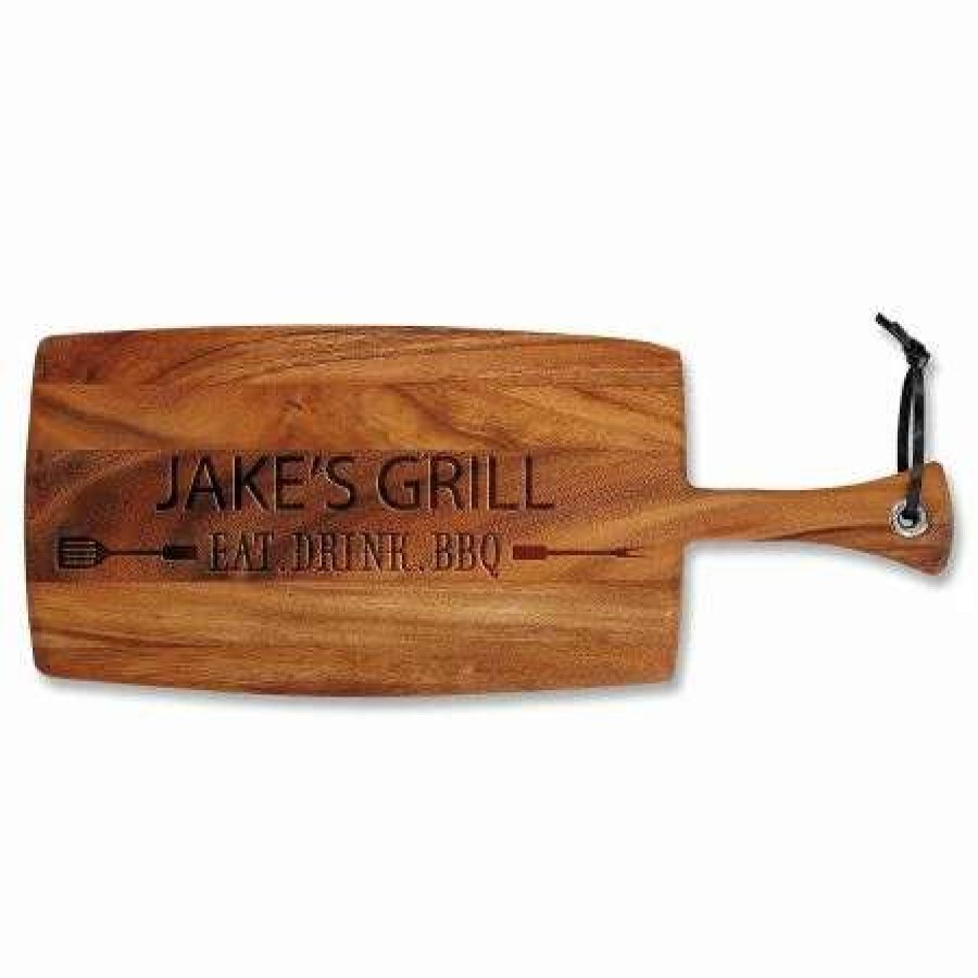 For Home * | Eat, Drink, Bbq Engraved Wood Paddle Cutting Board