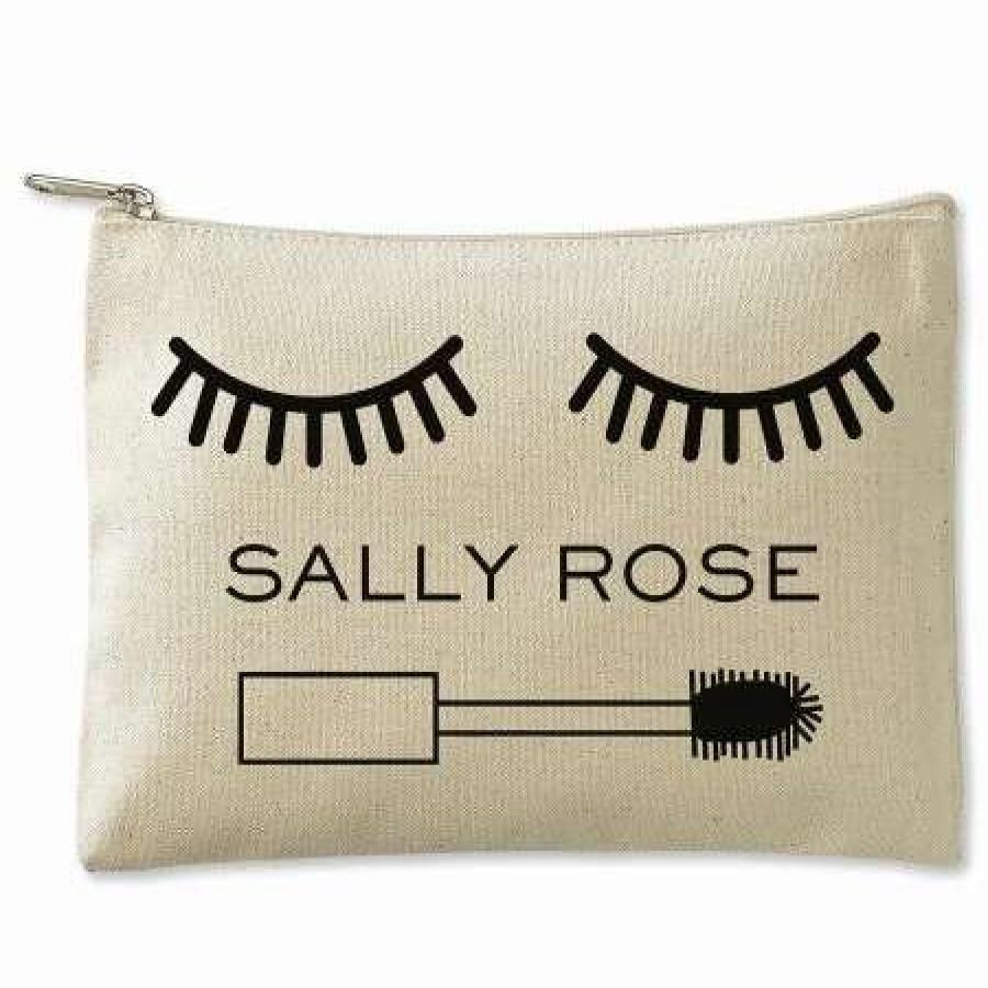 For Home * | Eyelashes Zippered Personalized Canvas Pouch