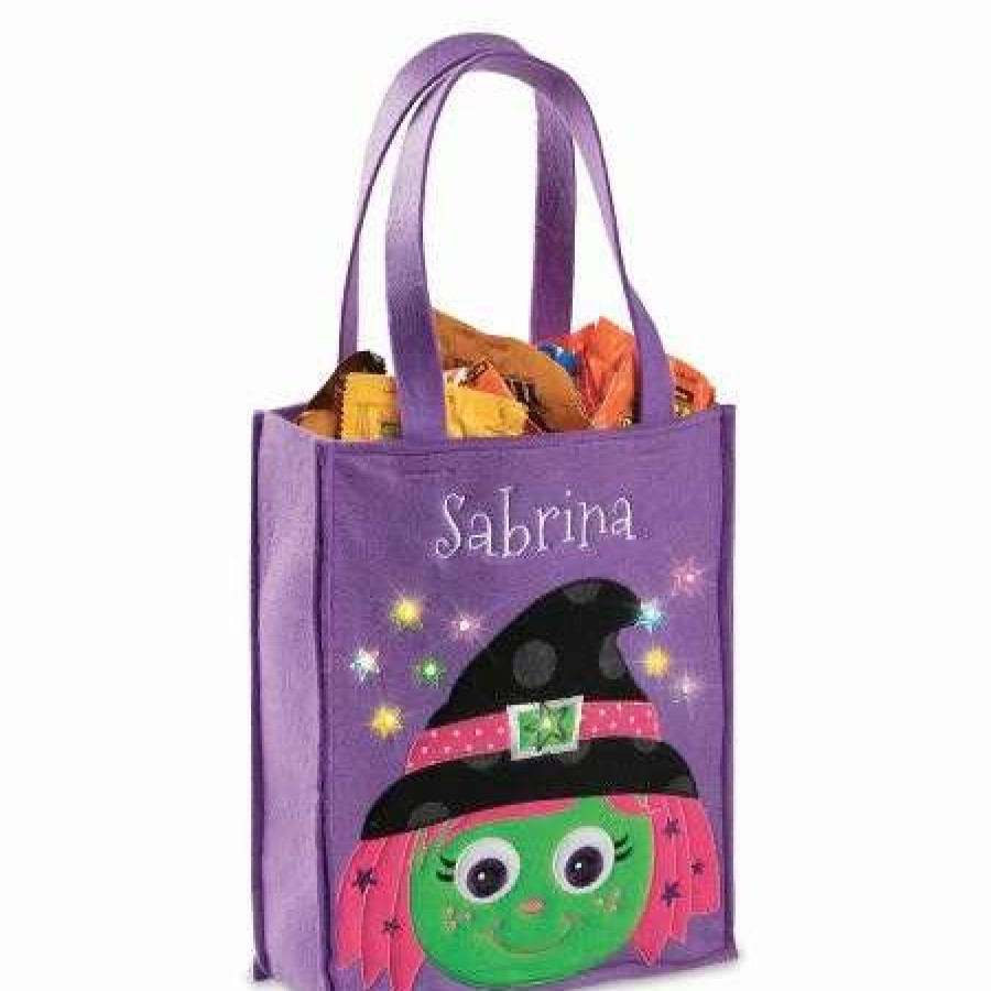 Holidays & Events * | Halloween Personalized Light-Up Witch Tote Bag