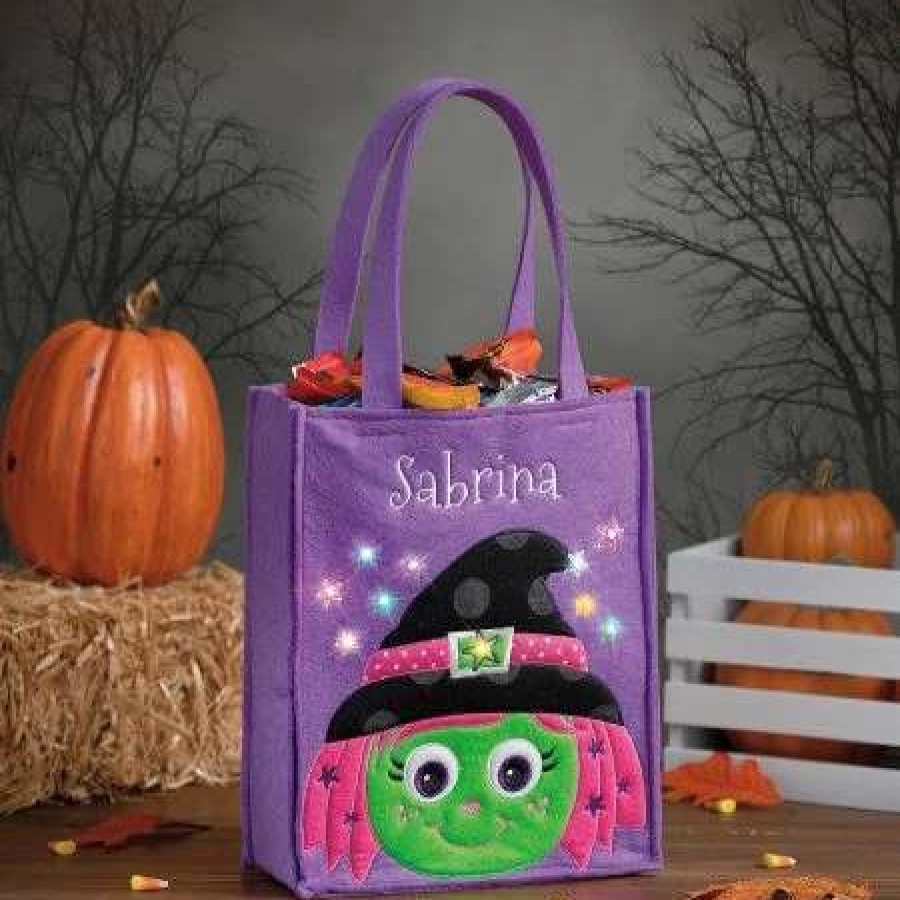 Holidays & Events * | Halloween Personalized Light-Up Witch Tote Bag