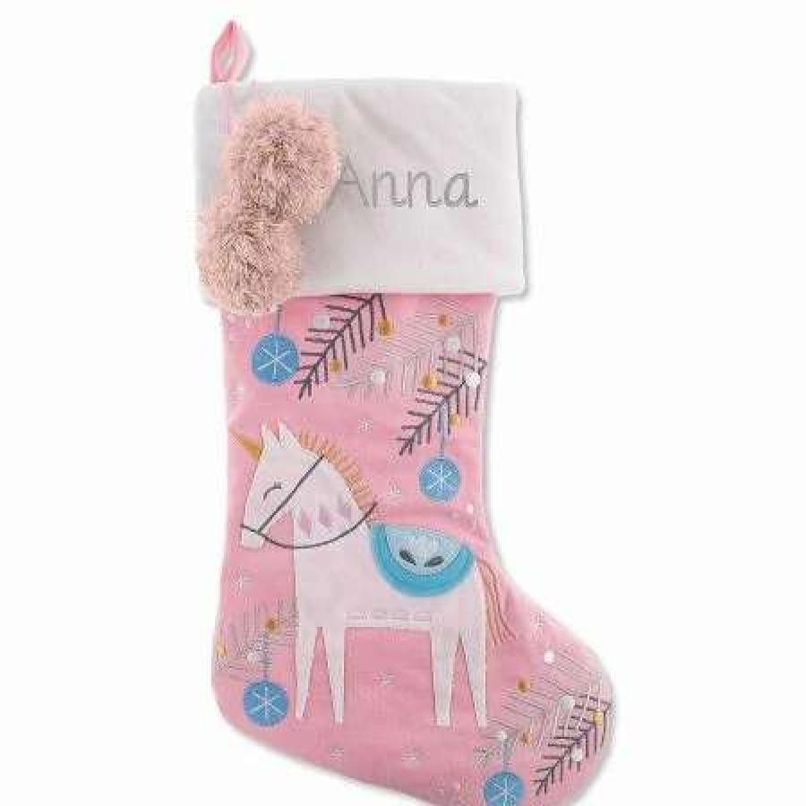 Holidays & Events * | Personalized Embroidered Unicorn Stocking By Stephen Joseph