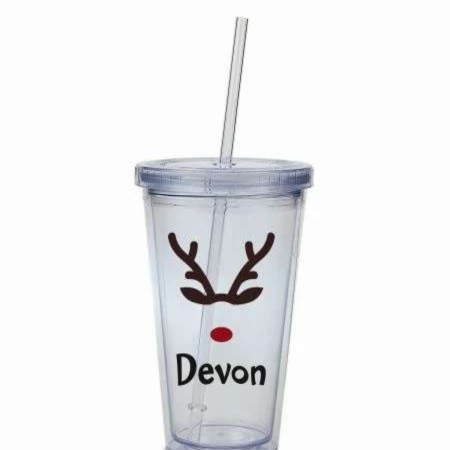 For Home * | Reindeer Acrylic Personalized Beverage Cup