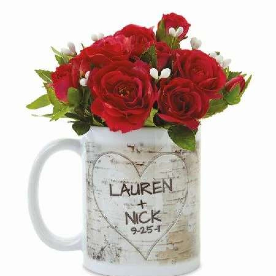 For Home * | Carved Initials In Heart Design Personalized Mug