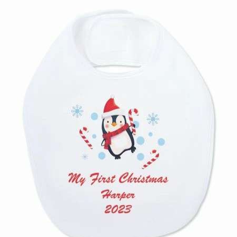 For Kids * | Baby'S First Christmas Personalized Bib