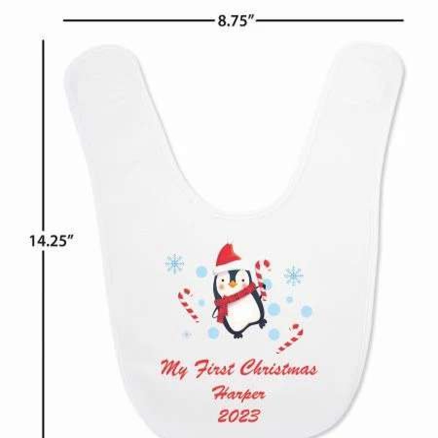 For Kids * | Baby'S First Christmas Personalized Bib