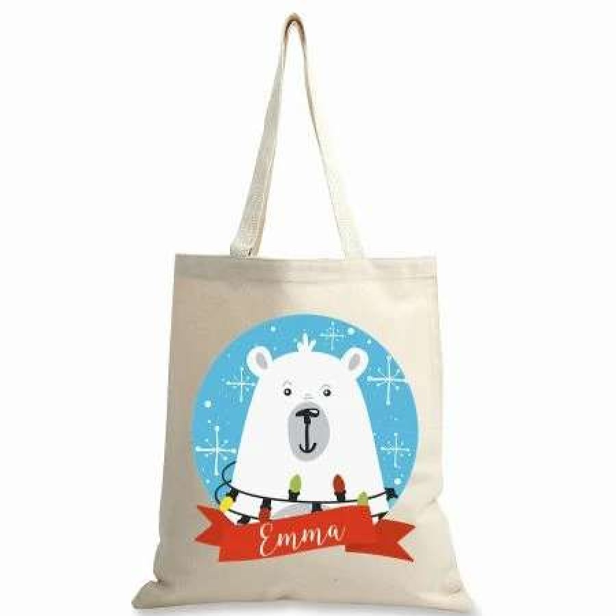 For Home * | North Pole Bear Personalized Canvas Tote