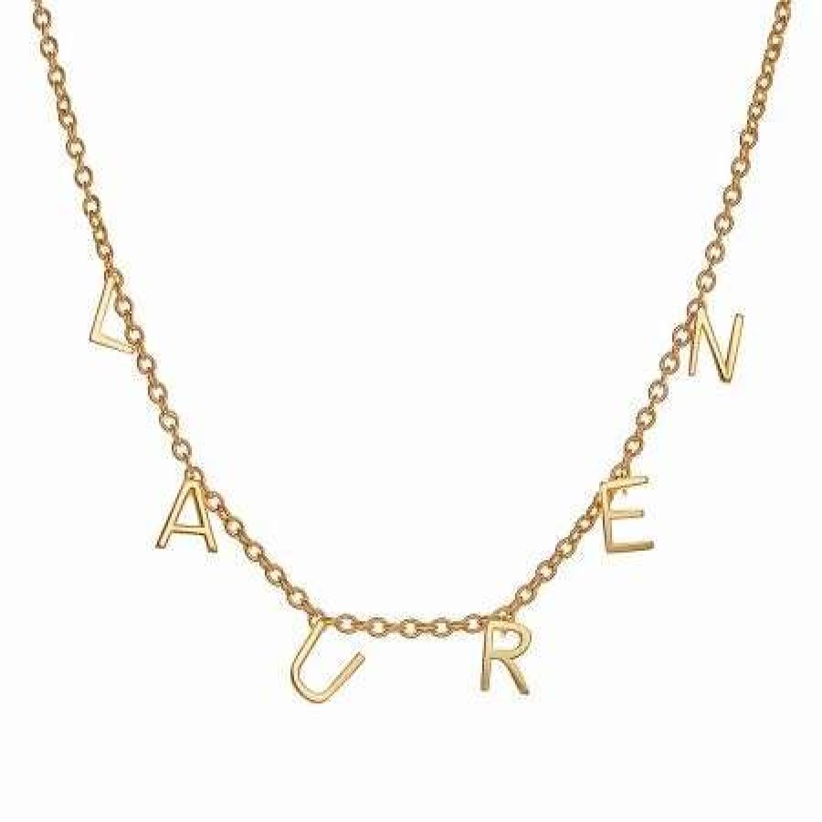 Gifts * | Dainty Name 14K Gold Over Sterling Choker Necklace