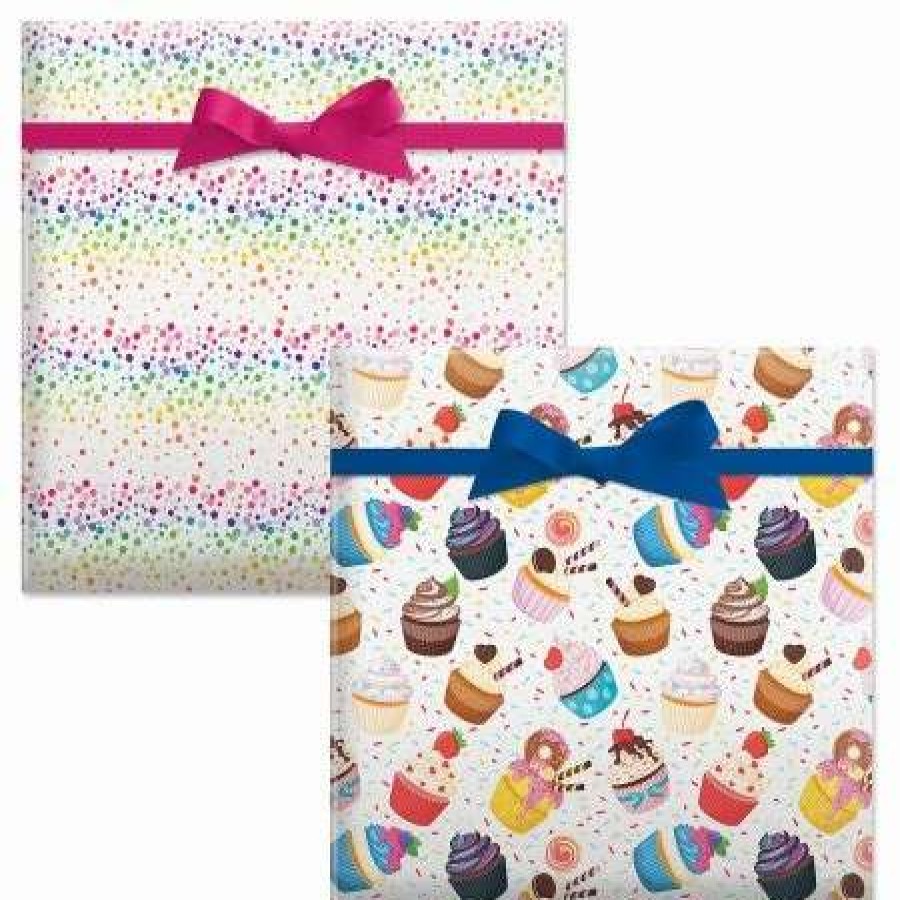 Wrapping Paper * | Birthday Cupcakes/Happy Birthday Confetti Birthday Jumbo Rolled Gift Wrap