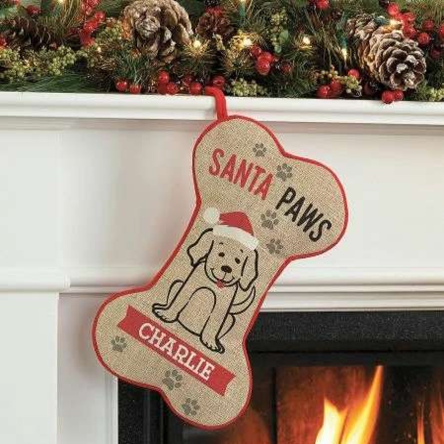 For Kids * | Santa Paws Personalized Christmas Stocking