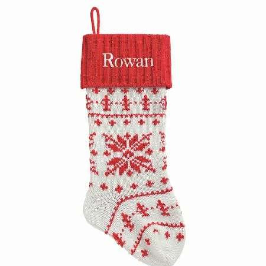 For Kids * | Red Cuff Snowflake Personalized Christmas Stocking