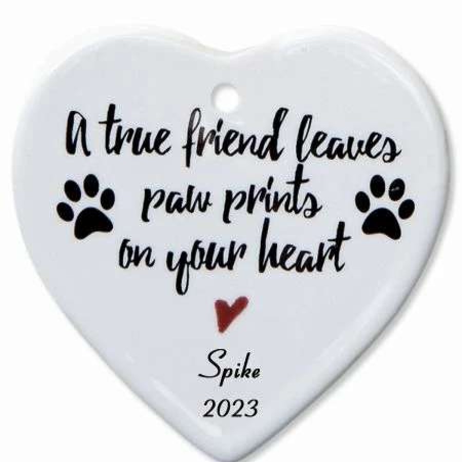 Gifts * | A True Friend Heart Pet Memorial Ceramic Personalized Christmas Ornament