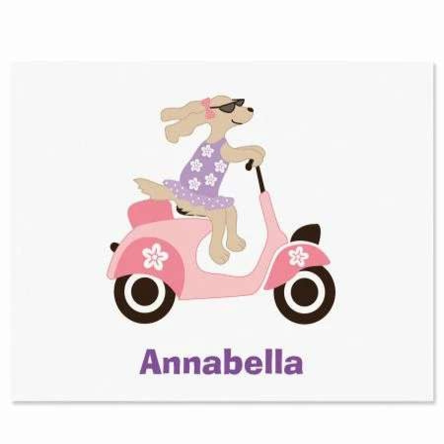 For Kids * | Pink Scooter Personalized Note Cards