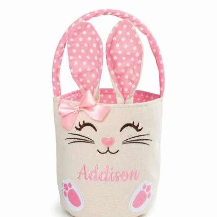 Holidays & Events * | Personalized Pink Bunny Easter Basket