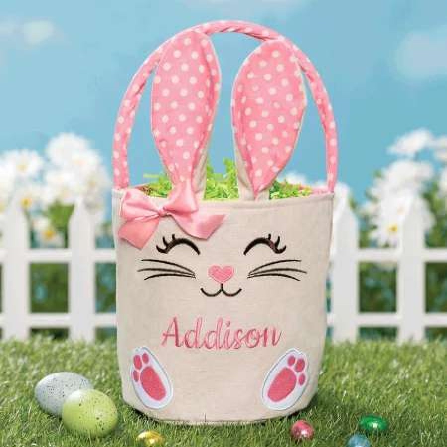 Holidays & Events * | Personalized Pink Bunny Easter Basket