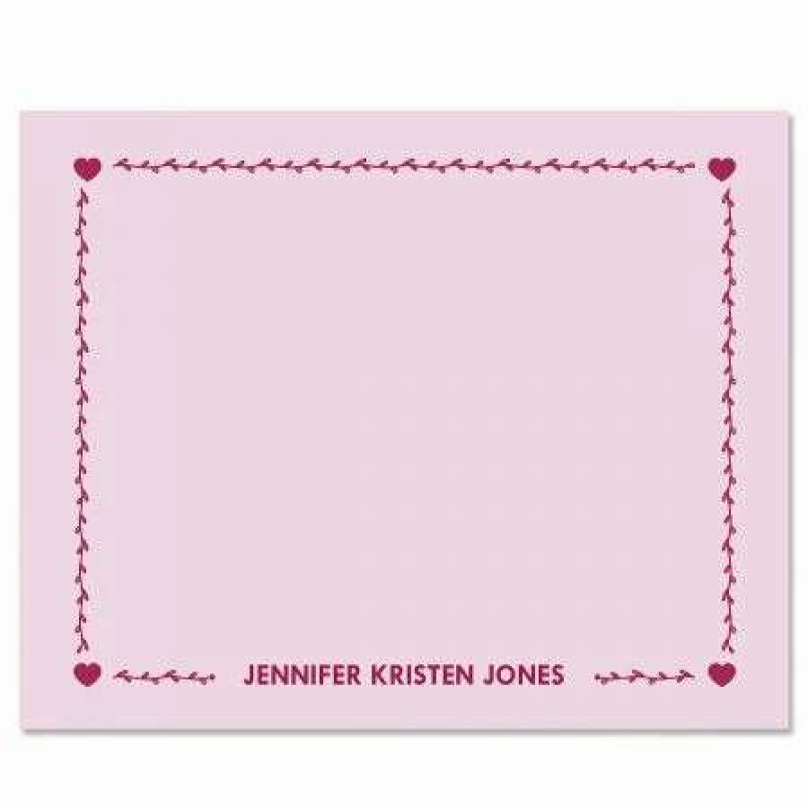 Greeting Cards & Stationery * | Heart Border Personalized Note Cards