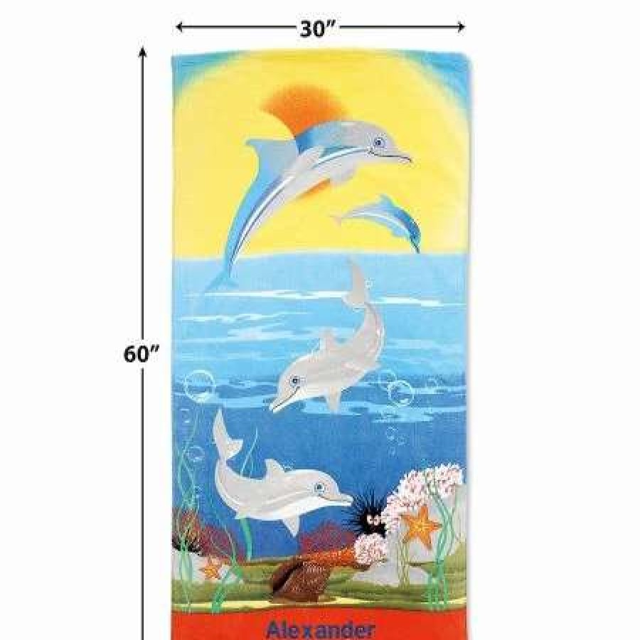 For Kids * | Dolphins Personalized Beach Towel