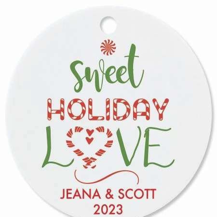 Holidays & Events * | Sweet Holiday Love Round Personalized Christmas Ornament