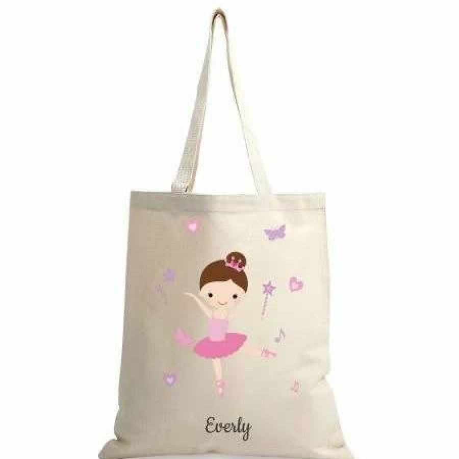 For Home * | Brunette Ballerina Personalized Canvas Tote