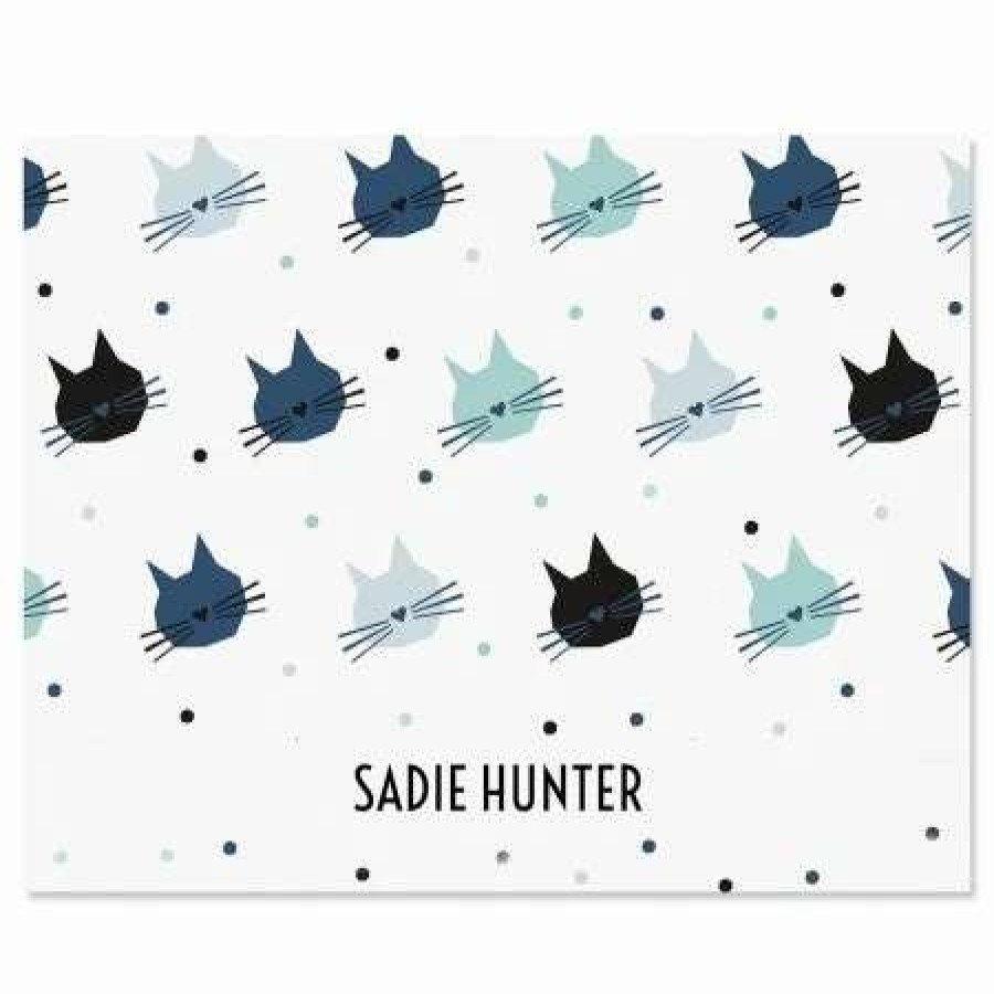 For Kids * | Cat Pattern Personalized Note Cards