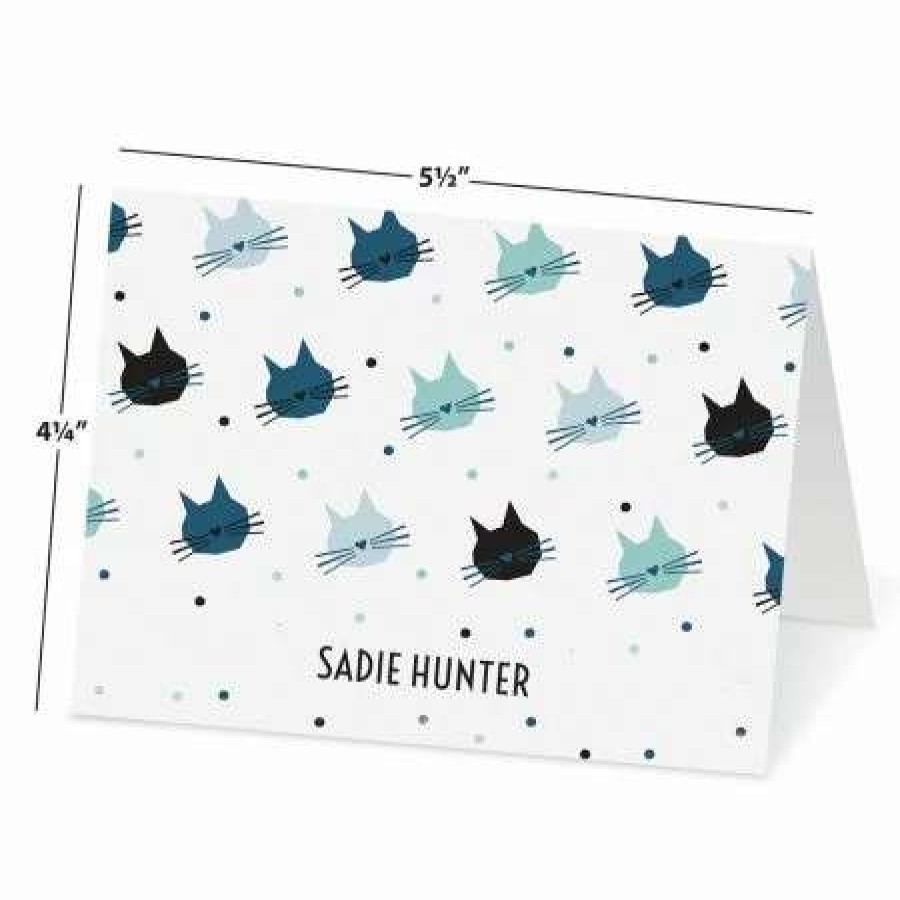 For Kids * | Cat Pattern Personalized Note Cards