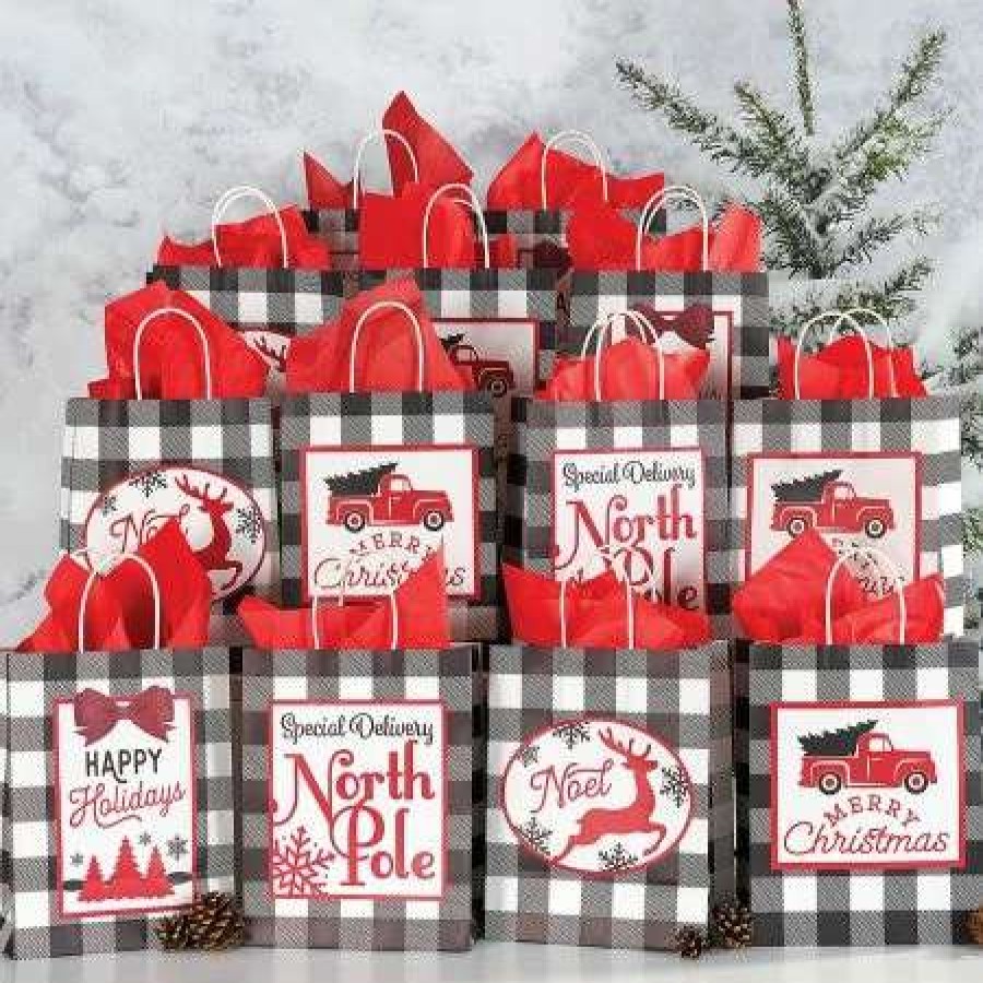 Wrapping Paper * | Black And White Holiday Gift Bags