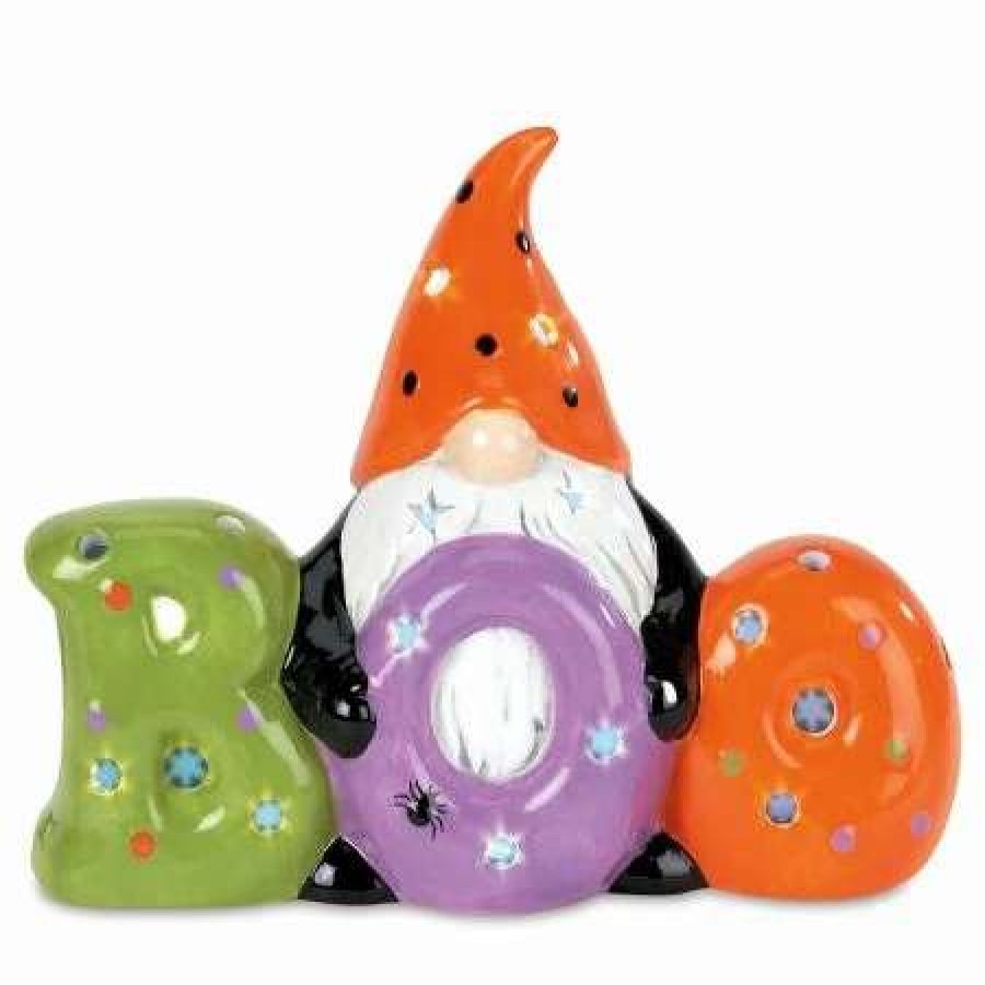 Holidays & Events * | Ceramic Led Boo Gnome Deco