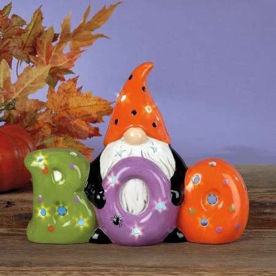 Holidays & Events * | Ceramic Led Boo Gnome Deco